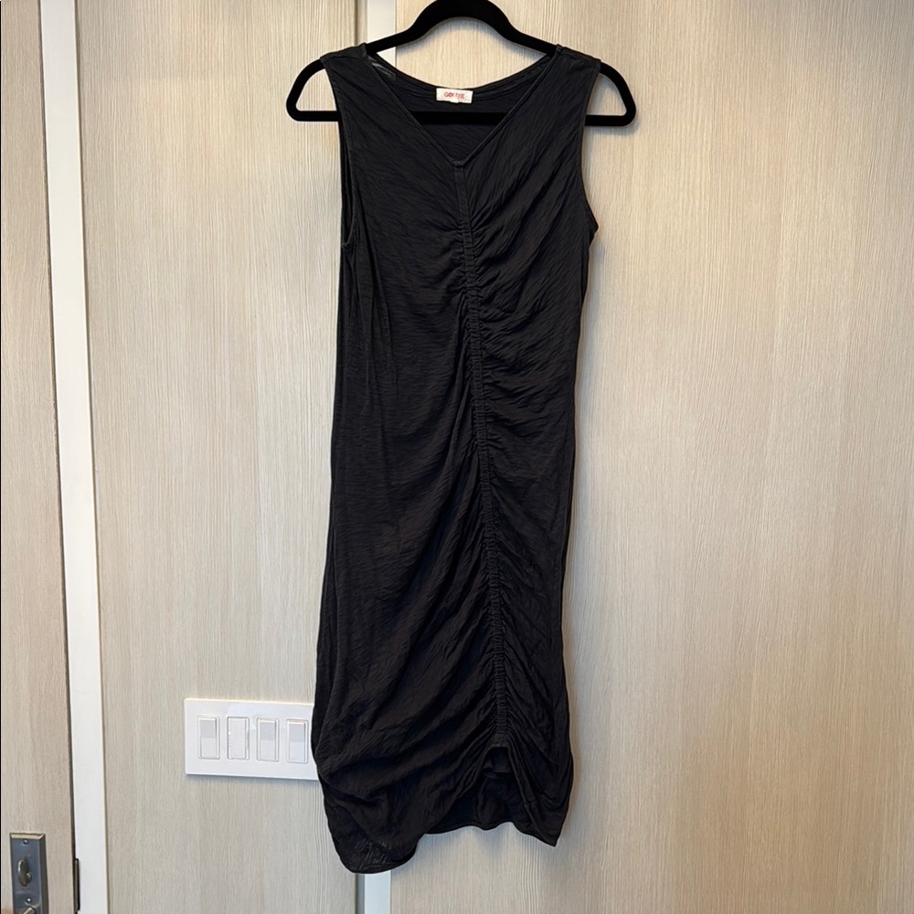 Black Ruched Sleeveless Dress